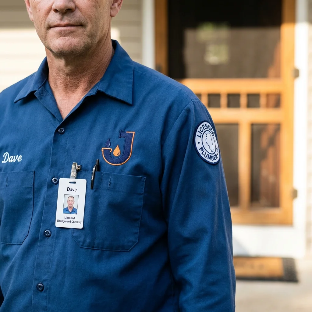 Licensed plumber showing ID badge in Saint Gabriel, LA
