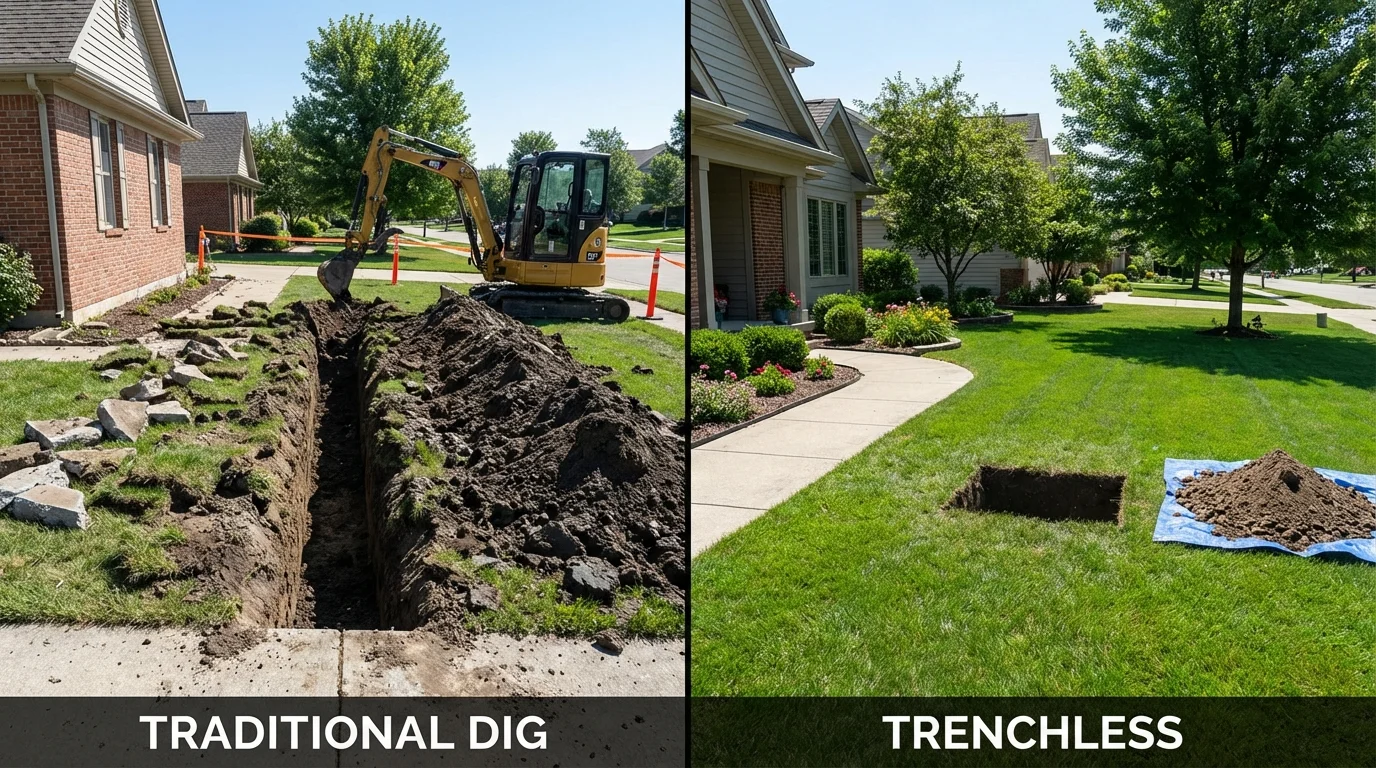 Trenchless sewer repair with minimal yard damage versus traditional excavation in Saint Gabriel, LA